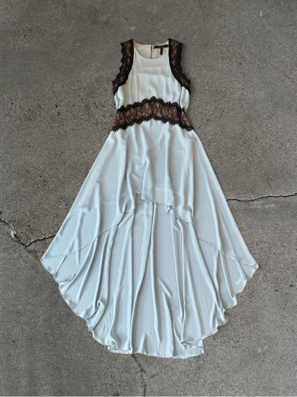 BCBG Max Azria Blue High Low Lace Gown